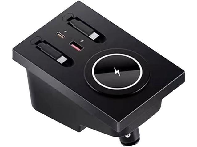 USB Hub Wireless Charger for Volvo xc60 xc90 s90 v90 s60 v60, Retractable Hub Docking Station with Fast Charging Cable Multi Port, Accessories...