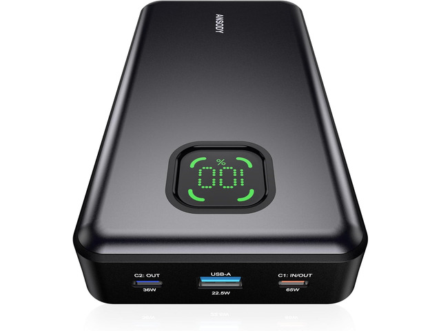 65W Power Bank, 25000mAh Travel Essential USB C Laptop Portable Charger, 100W Total Fast Charging Battery Pack for MacBook Dell XPS iPad Tablet...