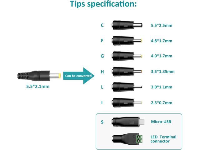 24W 3V 4.5V 5V 6V 7.5V 9V 12V Universal AC/DC Adapter Multi-Voltage Regulated Switching Power Supply with 8 Round DC Plugs for LED Strip Light CCTV...