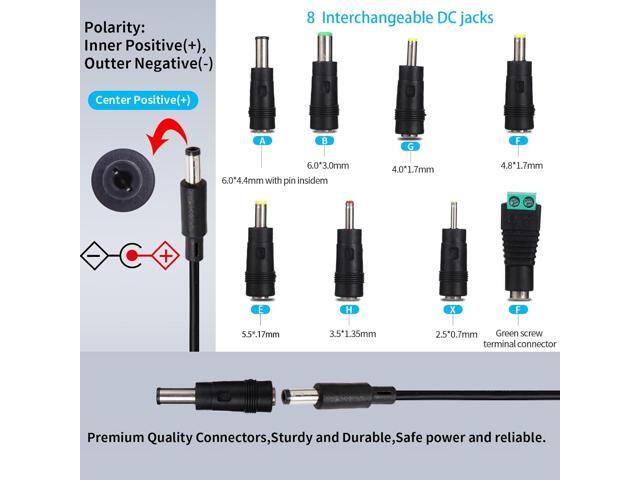6V Power Supply AC Adapter DC 6Volt Power Adapter Charger DC in 6V Power Cord with 8 Interchangeable Plug for 100mA 300mA 400mA 500mA 600mA 700mA...