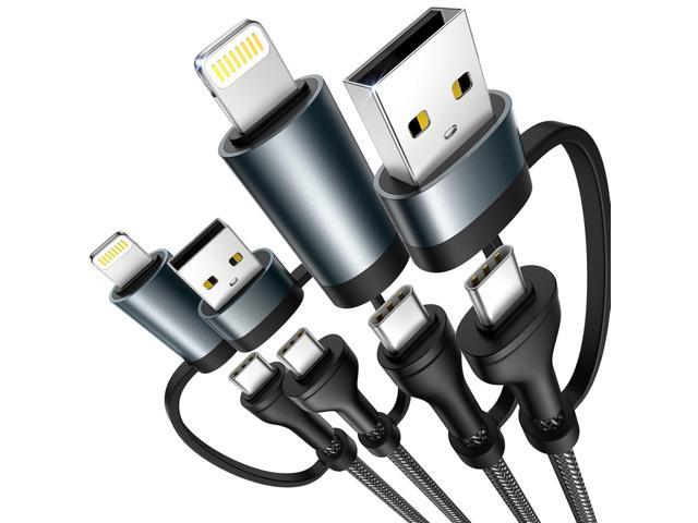 4 in 1 Charging Cable [2Pack 6.6FT] 60W Fast Charging Cord Apple MFi Certified Lightning Cable Nylon Braided Multi USB C Cable for iPhone 16/15 14...