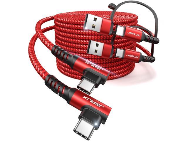 JSAUX 100W USB C Cable [2-Pack 10FT], Right Angle Fast Charging Cord with USB A to C Adapter for iPhone Air/iPhone 17/ iPhone 17 Pro/iPhone 17 Pro...