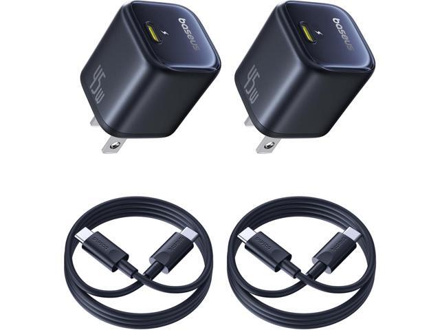 Baseus 45W USB C Charger Block, 2 Pack PPS Fast Charger Type C with USB-C Cable for iPhone 17/16/15 Series, iPad, Galaxy S24 Ultra and More Series