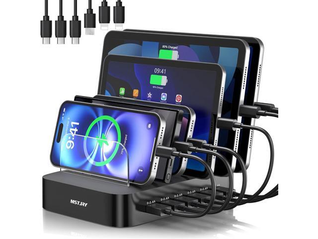 MSTJRY Charging Station for Multiple Devices: 6 Port USB Charger Stations - Family Multi-Device Organizer Charging Dock - Designed for iPhone iPad...