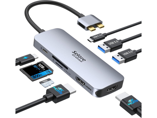 Selore Docking Station for MacBook Pro Air, USB C Hub for MacBook,Dual HDMI Adapter for USB for MacBook,Docking Station Dual Monitor for MacBook...