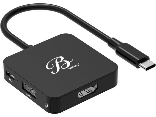 Battony USB C to HDTV Adapter, Type C Adapter Multiport AV Converter with 4K@60hz HD Output, 100W PD & USB 3.0 Port, Compatible for MacBook...