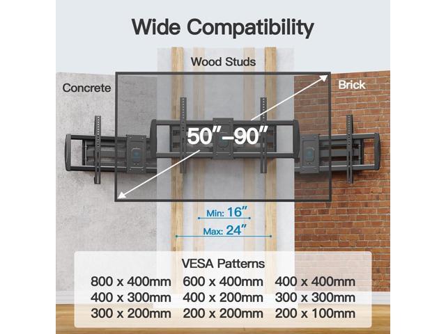 PERLESMITH Full Motion TV Wall Mount for 50-90 TVs up to 165lbs, TV Mount Bracket with Dual Articulating Arms Swivel Tilt Extension, Max VESA...