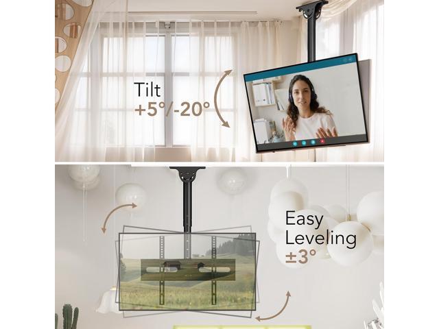 AX WABER Ceiling TV Mount Adjustable Bracket for 26-65 inch LCD LED OLED 4K TVs, Pole Ceiling Mount Holds up to 110lbs,Hanging tv Mount Max VESA...