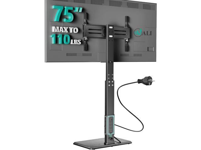 WALI Floor TV Stand with Power Outlet, Tall TV Stand Mount for 32-75 inch TV up to 110 lbs, Swivel and Height Adjustable TV Stands with Wood Base...