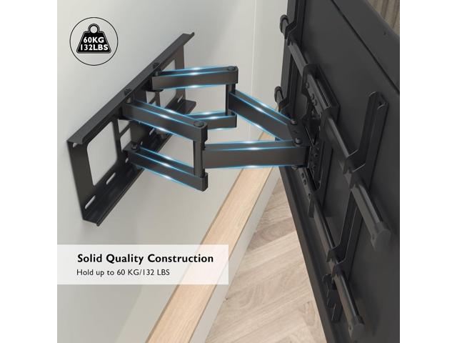 BONTEC Full Motion TV Wall Mount for 37-84 Inch TVs, Hold up to 132lbs, Max VESA 600x400mm, Swivel Tilt Dual Arms, Adjustable Viewing Angle, Fits...