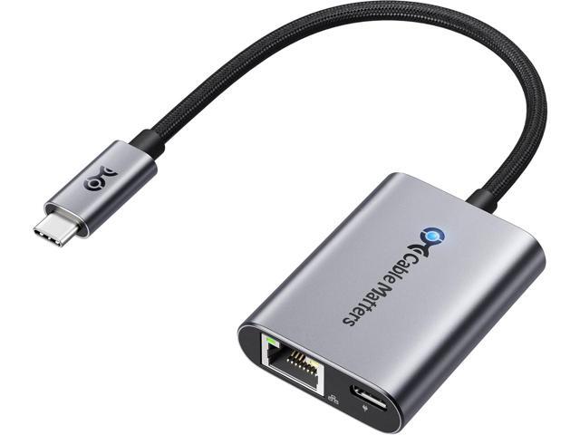 Cable Matters USB C to Ethernet Adapter with 140W Charging, Gigabit Ethernet to USB C Adapter, Compatible with MacBook Pro, Dell XPS, Surface, Up...