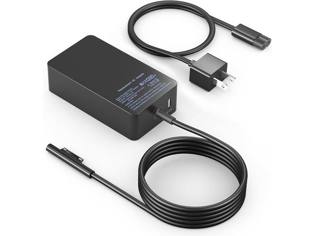 65W Surface Laptop Charger for Microsoft Surface Pro 11/10/9/8/7/7+/6/5/4/3/X, Surface Laptop 7/6/5/4/3/2, Surface Go 4/3/2, Surface Book...