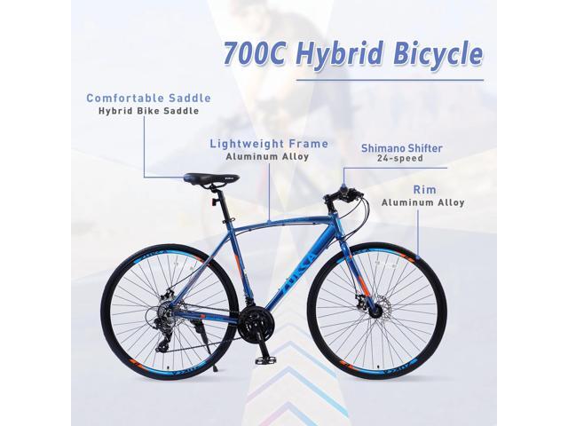 24 Speed Hybrid bike Disc Brake 700C Road Bike For men women's City Bicycle