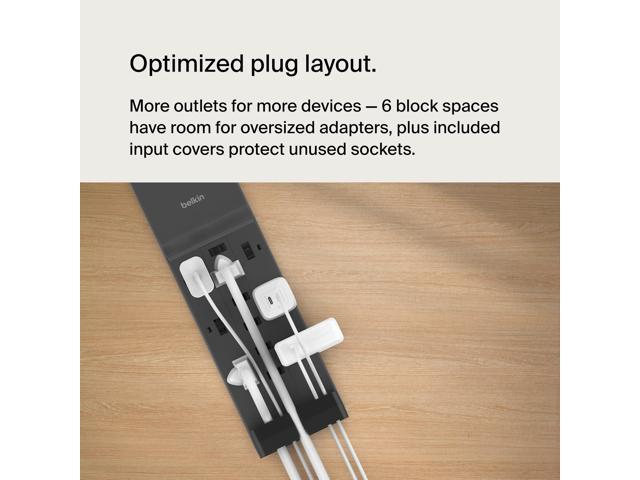 Belkin - Surge Protector for Home/Office with 12 AC outlets, 8-foot cord, 3940 joules of surge protection, and a $300,000 CEW - Black - image 5