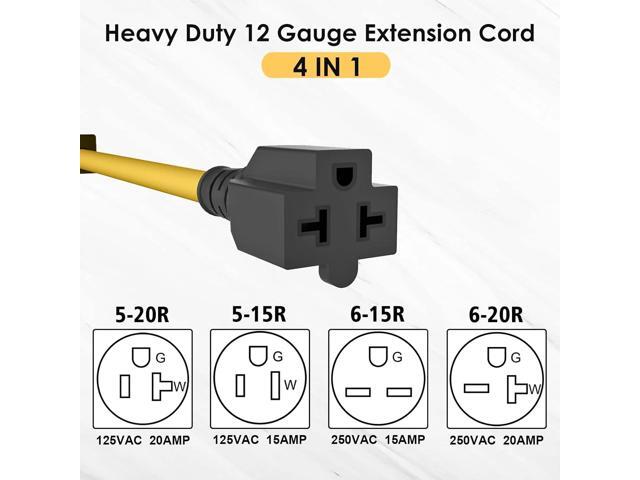 15Amp to 20Amp Plug Adapter, NEMA 5-15P to 5-15/20R, 5-15P to 6-15/20R, Power Adapter Converter, 15A/125V to 20A/250V