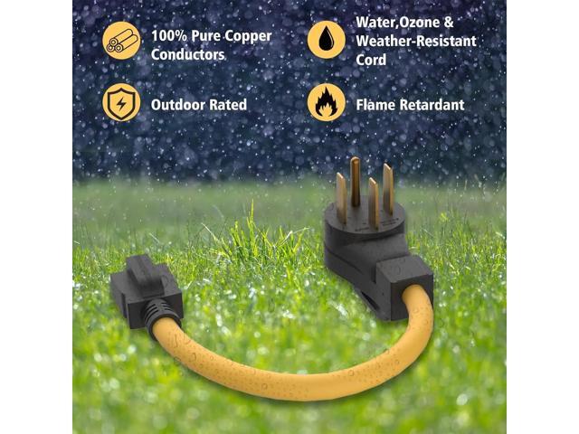 RV Generator Power Cord Adapter, NEMA 14-50P to 5-15R/5-20R, 50Amp to 20Amp, 240V to 120V