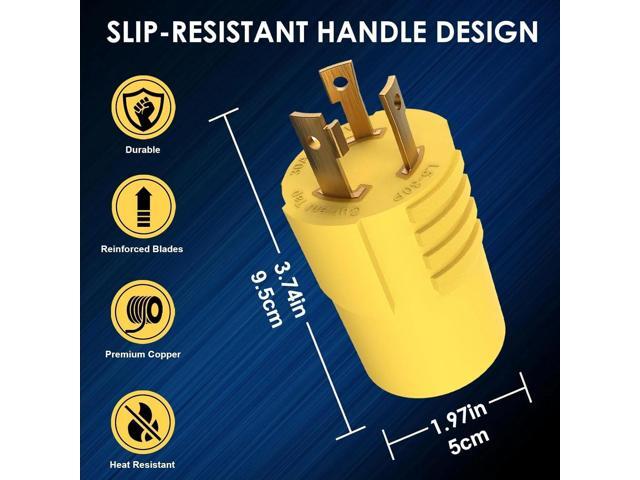 Shore Power 30A to 15A Generator Connector, NEMA L5-30P to 5-15R / 5-20R, 30 Amp to 110V Adapter, ETL-Certified, RV, Marine, and Household Use