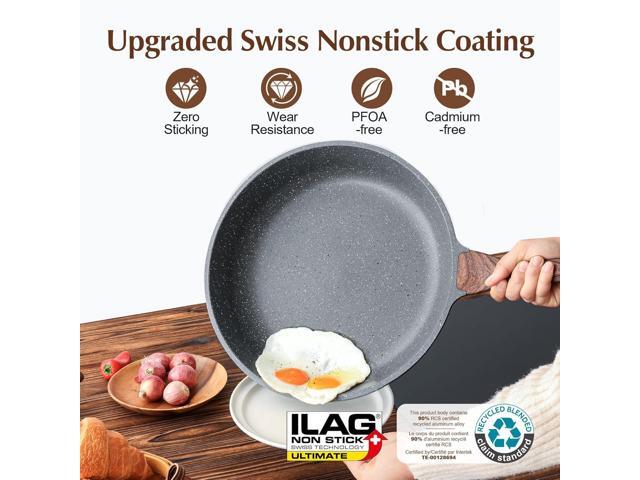 SENSARTE 12.5 Inch Nonstick Frying Pan Skillet, Swiss Granite Coating Omelette Pan, Healthy Stone Cookware, PFOA Free