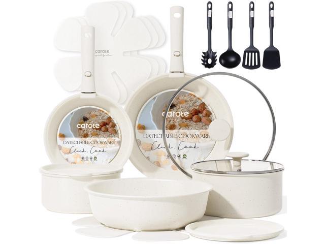 CAROTE 19pcs Pots and Pans Set Non Stick, Cookware Sets, Kitchen Set, Oven/Fridge Safe, Space Saving Pots Set, Nonstick Cooking Set with Versatile.