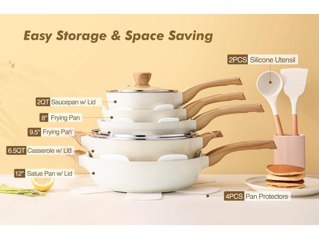SENSARTE Ceramic Cookware Sets, Pots and Pans Set Non stick, 14-Piece Induction Cookware, Non toxic Healthy Non Stick Kitchen Cooking Set, with...