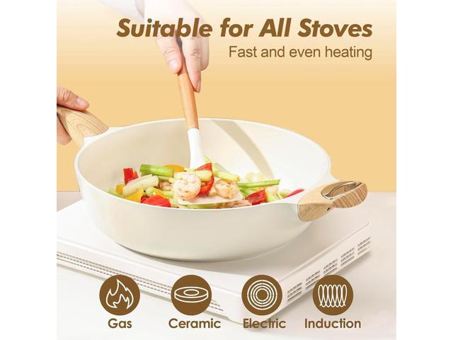 SENSARTE Ceramic Cookware Sets, Pots and Pans Set Non stick, 14-Piece Induction Cookware, Non toxic Healthy Non Stick Kitchen Cooking Set, with...