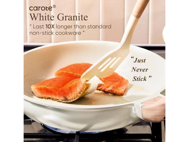 CAROTE 21Pcs Pots and Pans Set, Nonstick Cookware Sets, White Granite Induction Cookware Non Stick Cooking Set w/Frying Pans & Saucepans(PFOS, PFOA...