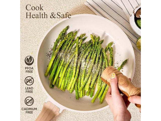 CAROTE 21Pcs Pots and Pans Set, Nonstick Cookware Sets, White Granite Induction Cookware Non Stick Cooking Set w/Frying Pans & Saucepans(PFOS, PFOA...