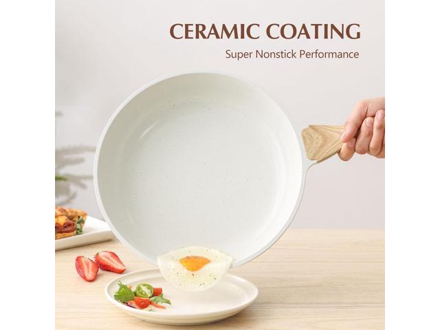 SENSARTE Nonstick Ceramic Frying Pan Skillet with Lid, 9.5 Inch Omelet Pan, Healthy Non Toxic Chefs Pan, Induction Compatible Egg Pan with Heat...