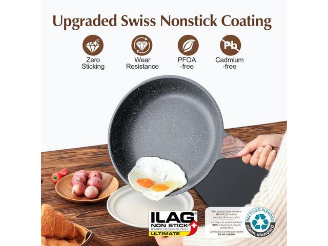 SENSARTE Nonstick Frying Pan Skillet, Swiss Granite Coating Omelette Pan, Healthy Stone Cookware Chef's Pan, PFOA Free (8/9.5/10/11/12.5 Inch) (11...