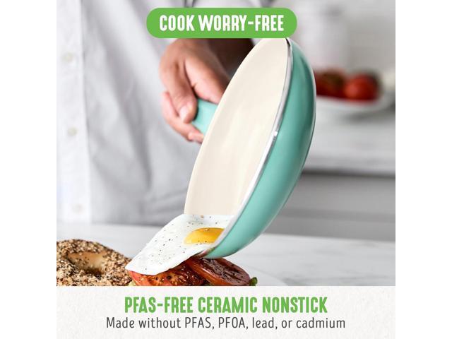GreenLife Non Stick Fry Pan Set (7' & 10'), Non-Toxic PFAS-Free Ceramic Skillets, Dishwasher & Oven Safe, Egg Omelet Frying Pans, Stay- Cool...