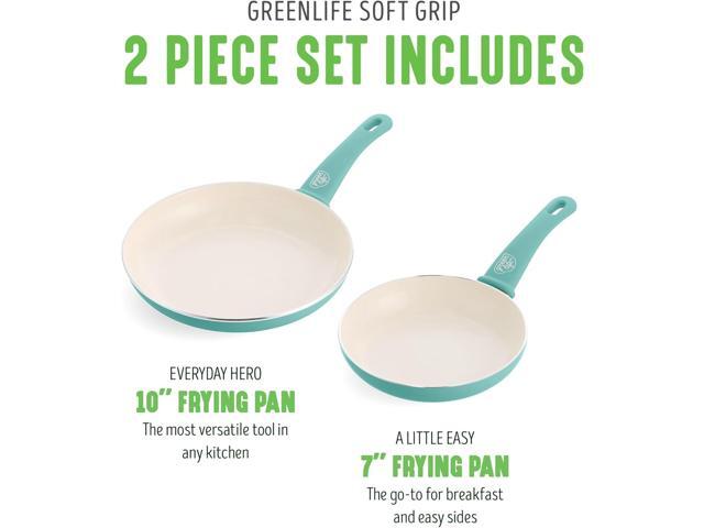 GreenLife Non Stick Fry Pan Set (7' & 10'), Non-Toxic PFAS-Free Ceramic Skillets, Dishwasher & Oven Safe, Egg Omelet Frying Pans, Stay- Cool...