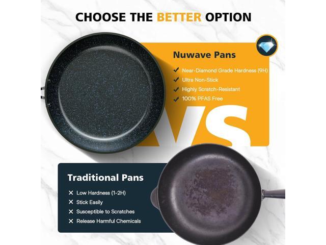 Nuwave 3-Piece 8, 10, 12 Forged Lightweight Frying Pan Set, G10 Healthy Duralon Blue Ceramic Ultra Non-Stick, Ergonomic Stay-Cool Handles,...