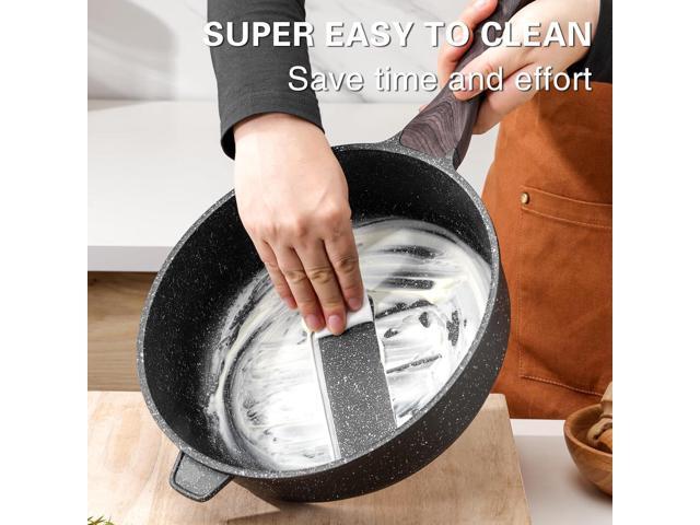 Nonstick Deep Frying Pan with Lid, 12 Inch Large Skillet, 5 Qt Non Stick Saute Pan for Cooking, Healthy Induction Cookware, PFOA Free
