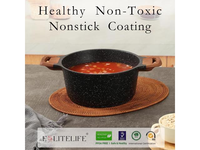 ESLITE LIFE Nonstick Cookware Sets, 12 Pcs Granite Coating Pots and Pans Set Kitchen Cooking Set, Compatible with All Stovetops (Gas, Electric &...