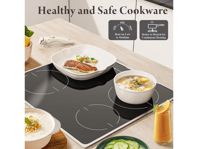 19 Pcs Pots and Pans Set Non Stick Ceramic Cookware Set with Removable Handles, Non Toxic Induction Kitchen Cookware Sets RV...