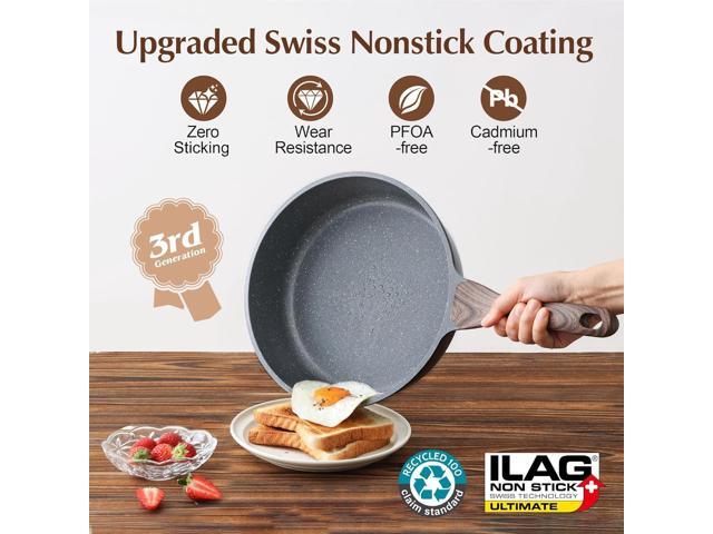 SENSARTE Nonstick Cookware Set 23-Piece, Non Stick Pots and Pans Set with Swiss Granite Coating, Healthy Kitchen Cooking Set, Stay-Cool Handles