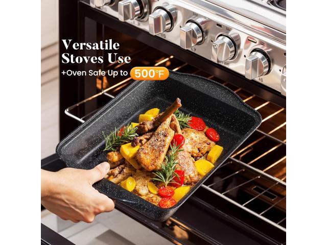 Kitchen Induction Cookware & Bakeware Set - 30 Piece Black Granite Cooking Pans Set, Non-Stick Pots and Pans Set