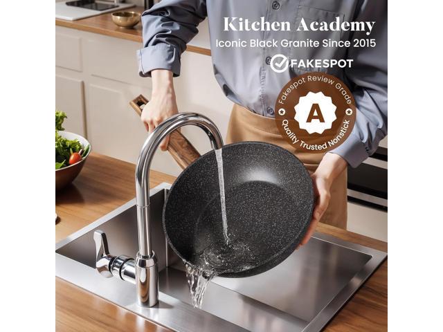 Kitchen Induction Cookware & Bakeware Set - 30 Piece Black Granite Cooking Pans Set, Non-Stick Pots and Pans Set