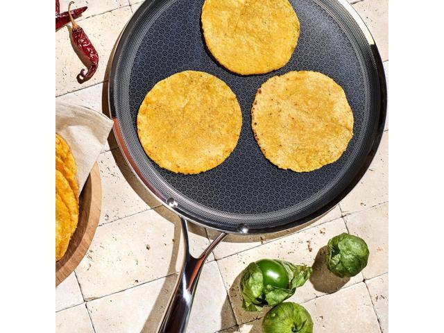 HexClad Hybrid Nonstick 12-Inch Griddle Pan, Stay-Cool Handle, Dishwasher-Friendly, Oven-Safe Up to 900°F, Induction Ready, Compatible with All...