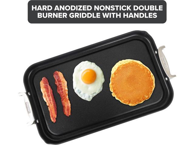 Viking Non Stick Double Burner Griddle, Hard Anodized Nonstick Kitchen Cookware Grill Pan with Handles, Oven Safe, Works on Electronic, Ceramic,...