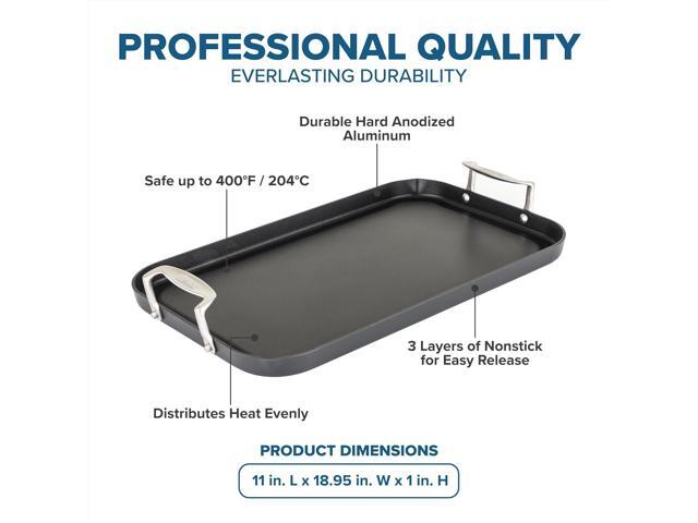 Viking Non Stick Double Burner Griddle, Hard Anodized Nonstick Kitchen Cookware Grill Pan with Handles, Oven Safe, Works on Electronic, Ceramic,...