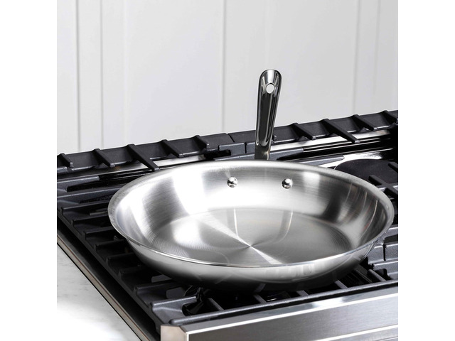 All-Clad D3 12' Stainless Steel Frying pan W/Lid, 3-Ply Stainless Steel Pan, Induction, Oven Broiler Safe 600F Skillet, Professional Cookware, Silver
