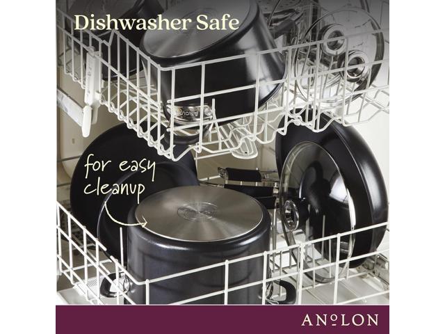 Anolon Smart Stack Hard Anodized Nonstick Frying Pan Set/ Skillet Set - 10 Inch and 12 Inch, Black