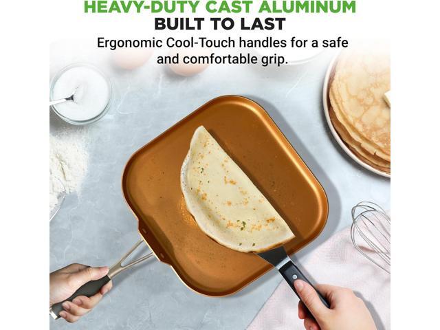 Hard Anodized Nonstick Griddle Pan - PFOA/PFOS Free Non-Stick Griddle Pan 3 Layers Copper Non-Stick Coating Inside, Hard-Anodized Look Heat...