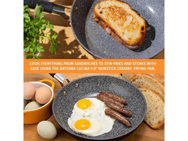 DaTerra Cucina - 9.5' Nonstick Ceramic Frying Pan - Made in Italy - Oven & Induction Safe - High Heat Resistant Nonstick Cookware - Dishwasher Safe...