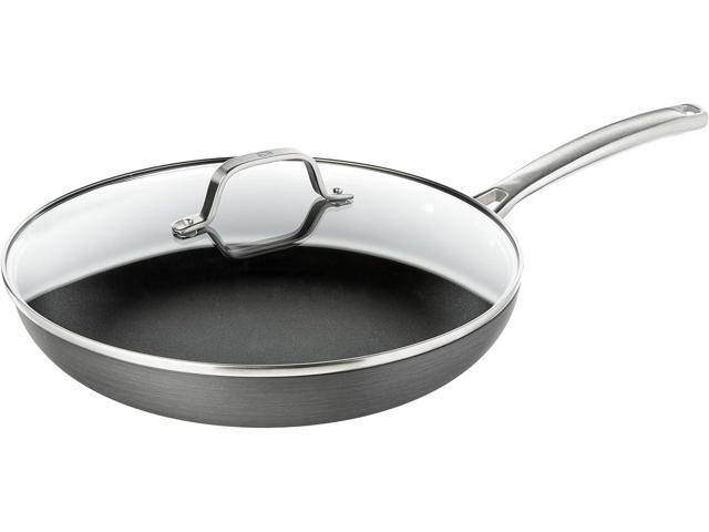 Calphalon Nonstick Frying Pan with Lid and Stay-Cool Handles, Dishwasher Safe, 12-Inch, Grey
