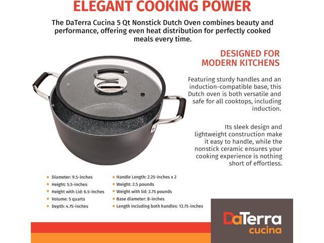 DaTerra Cucina - 5 Qt Nonstick Ceramic Dutch Oven Pot with Lid Lightweight Nonstick Pot with Dual Handles, Perfect for Soup, Pasta, Sautéing,...