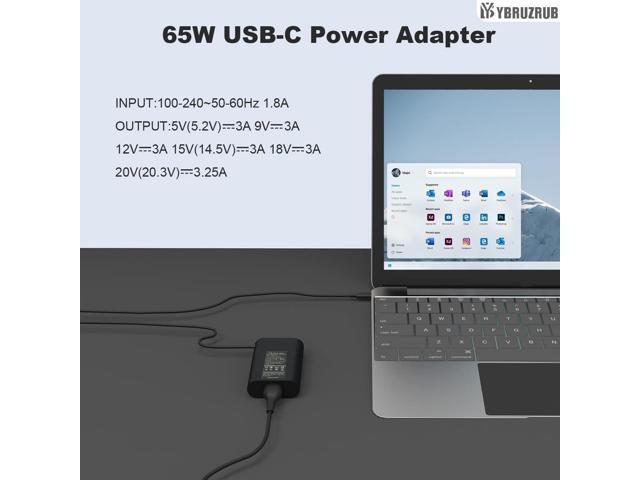 65w 45w USB-C Type C Laptop Charger Compatible with Dell Latitude 7275 7370 5420 5285 5290 5520 XPS 13 9250 9360 9365 9370 9380 9350 Chromebook...