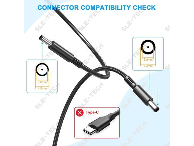 SLE-TECH 65W Laptop Charger Compatible with Dell inspiron 13 14 15 17 3000 5000 7000 Series Round Connects Chargers7.4mm and 4.5mm