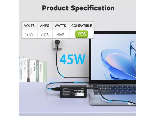 ROLADA 45W 19.5V Laptop Charger for HP Stream 11 13 14; Pavilion x360 11 13 15; Probook Smart Blue Tip 4.5mm Power Supply Cord Replacement